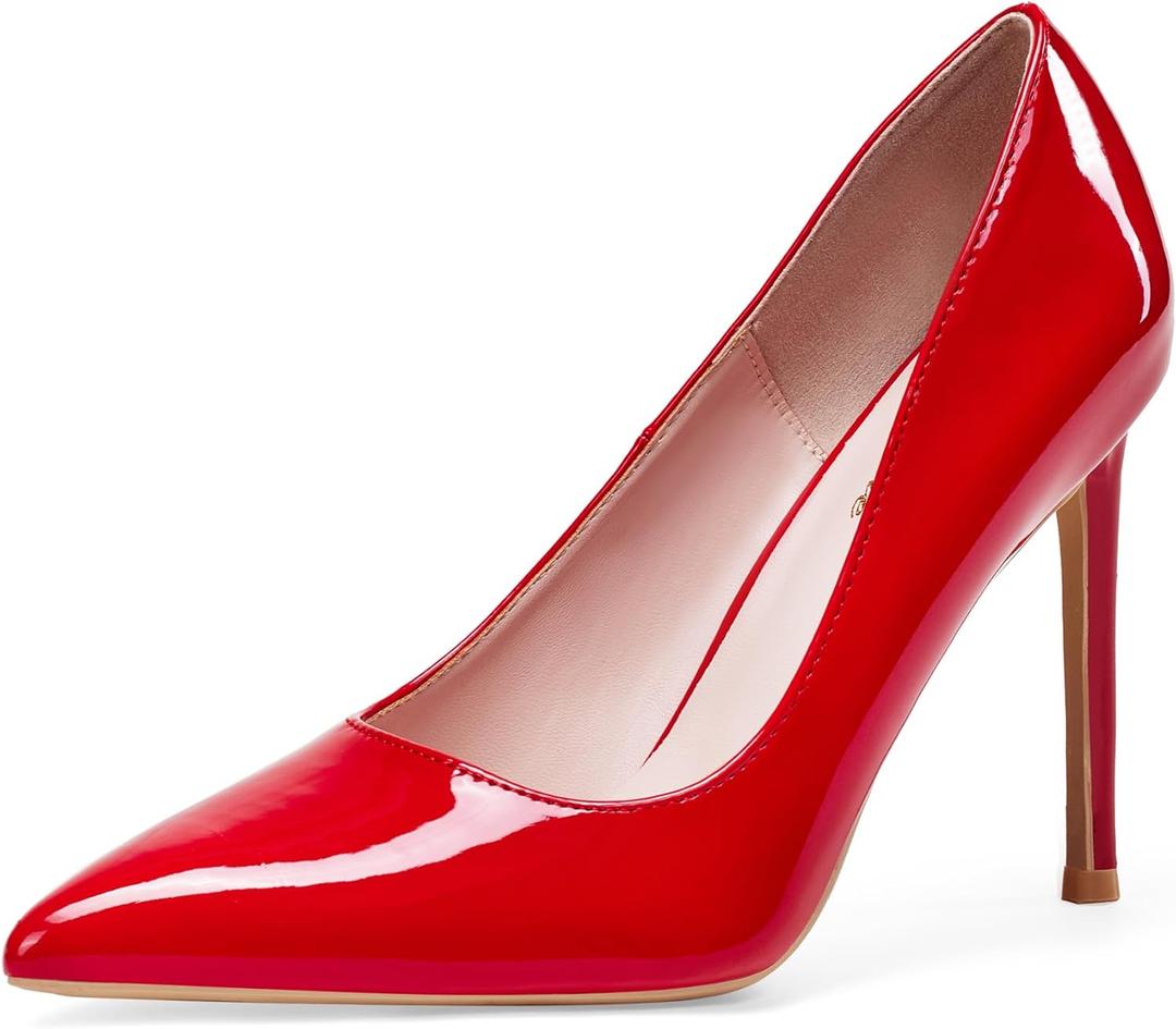 Women High Heels 4 inch Stiletto Pumps Sexy Pointed Toe Patent Leather Slip On High Heel Dress Evening Party Pump Shoes (9, Red) Women High Heels 4 inch Stiletto Pumps Sexy Pointed Toe Patent Leather Slip On High Heel Dress Evening Party Pump Shoes (9, Red)