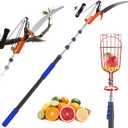 26FT Reach Pole Saw, Telescoping Tree Trimmer with 5-20FT Extension Pole, Sharp Steel Blade and Scissors, Fruit Picker, Extendable Long Handle Tree Pruner for Yard Garden Trees Palms Shrubs