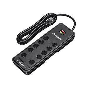 DEWENWILS 10-Outlet Surge Protector Power Strip with 4 USB Ports, 15 FT Long Extension Cord, Right Angle Flat Plug, 2480J Surge Rating 15AMP Circuit Breaker, Wall Mountable, UL Listed