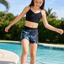 Funnycokid Girls Size 14 Swimsuit 13 Bathing Suits Kids Green Rash Guard Long Sleeve Swimwear with Shorts Bikini Zipper Swim