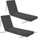 Chaise Lounge Cushions Outdoor Set of 2, Waterproof & Fade Resistant Patio Lounger Cushions, Replacement Sun Lounger Pads with Removable Cover for Pool, Deck, Lawn Furniture