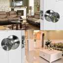 Satin Nickel Door Knob with Lock and Key Round Ball Lock Interior/Exterior Door Knob for Bedroom Or Bathroom (1 Pack)