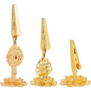 WEBEEDY 3pcs Incense Holder Clip Buddha Incense Burner Incense Stick Standing Clamp with Lotus Base Incense Ash Holder Buddhism Supplies Tabletop Decor for Home Office