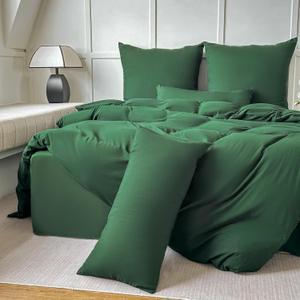 Emerald Green Duvet Cover Queen Size Ultra Soft Brushed Microfiber - Queen Duvet Cover 3 Pieces Set: 1 Duvet Cover 90x90 with Zipper Closure + 2 Pillow Shams - Comforter Cover Queen Size