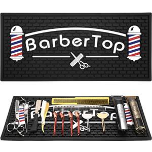 Barber Mats for Clippers, Heat Resistant Anti Slip Hair Salon Service Mat, Rubber Barber Station Mat for Hair Styling Tools, Countertop Protector Pad for Electric Clipper, Scissors, Hair Clip (17.71x11.8x0.3 Inch (Pack of 1))