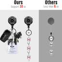 MNGARISTA Upgraded Heavy Duty Retractable Keychain with Belt Clip, 10 OZ Retraction, 31.5" Stainless Steel Cord Key Chain, 3K Carbon Fiber ID Badge Reel Holder with Badge Strap and Key Ring, 2 Pack