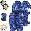 Soft-Style Kids Knee and Elbow Pads with Bike Gloves, Flexible Impact-Resistant Gear for Ages 2-11, Designed for Balance Bikes, Roller-Skating, and Skateboarding ((2nd Gen) Ocean Camo, Small)