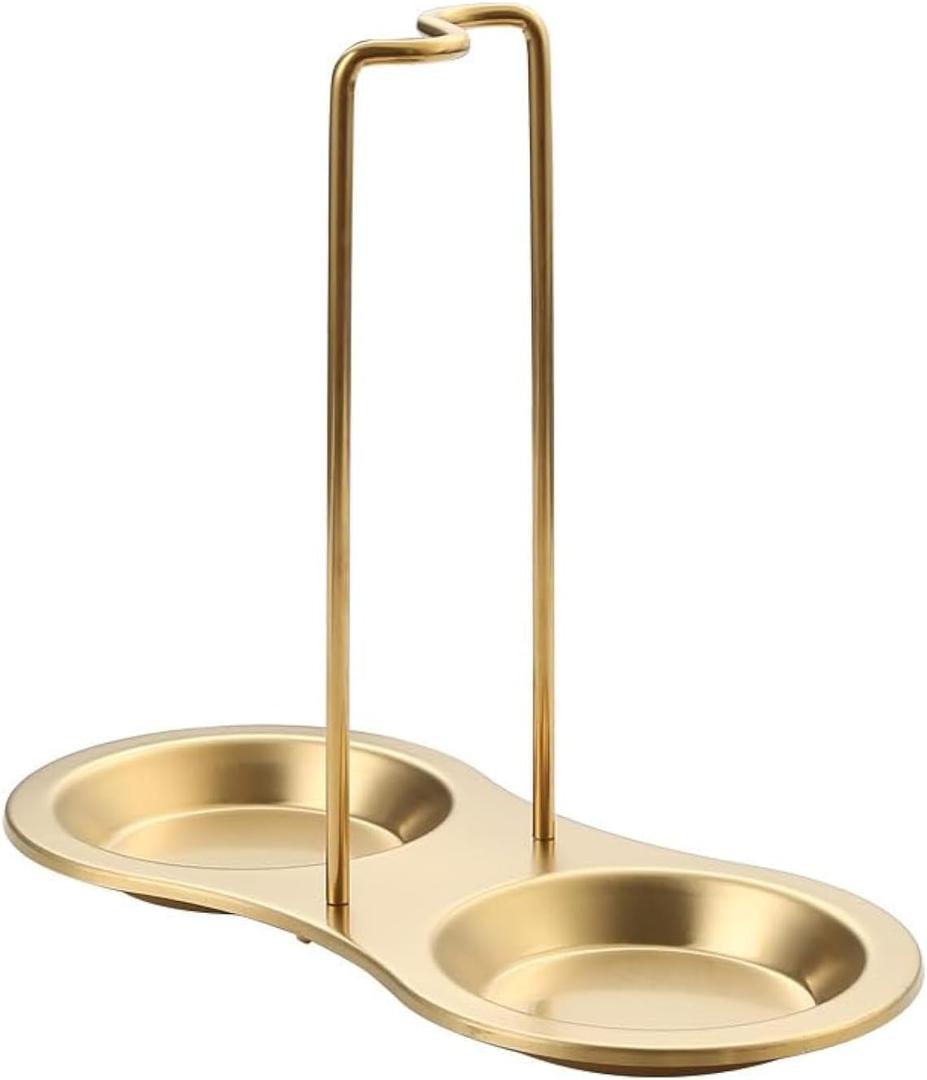 Stainless Steel Spoon Rest, Spatula Ladle Holder, Utensil Spoon Rest Holder, Brushed Finish, Dishwasher Safe (Gold 1PC)