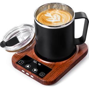 Coffee Mug Warmer and Mug Set with Automatic Timer Coffee Mug Warmer and 16 oz. Mug for Hot Coffee, Milk Tea, Water, Cocoa, etc. for Corporate/Home Office use.R1 Woodgrain Finish.