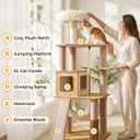 61" Modern Cat Tree Tower for Indoor Cats, Luxury Climbing Tower with Plush Lounge, Kitty Condos, Hammock & Scratching Posts, Classic cat Furniture