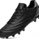 HaloTeam Soccer Shoes Mens Cleats Outdoor Professional Training Turf Football Boots Breathable Athletic Sneaker for AG/FG (Size 11, Black)