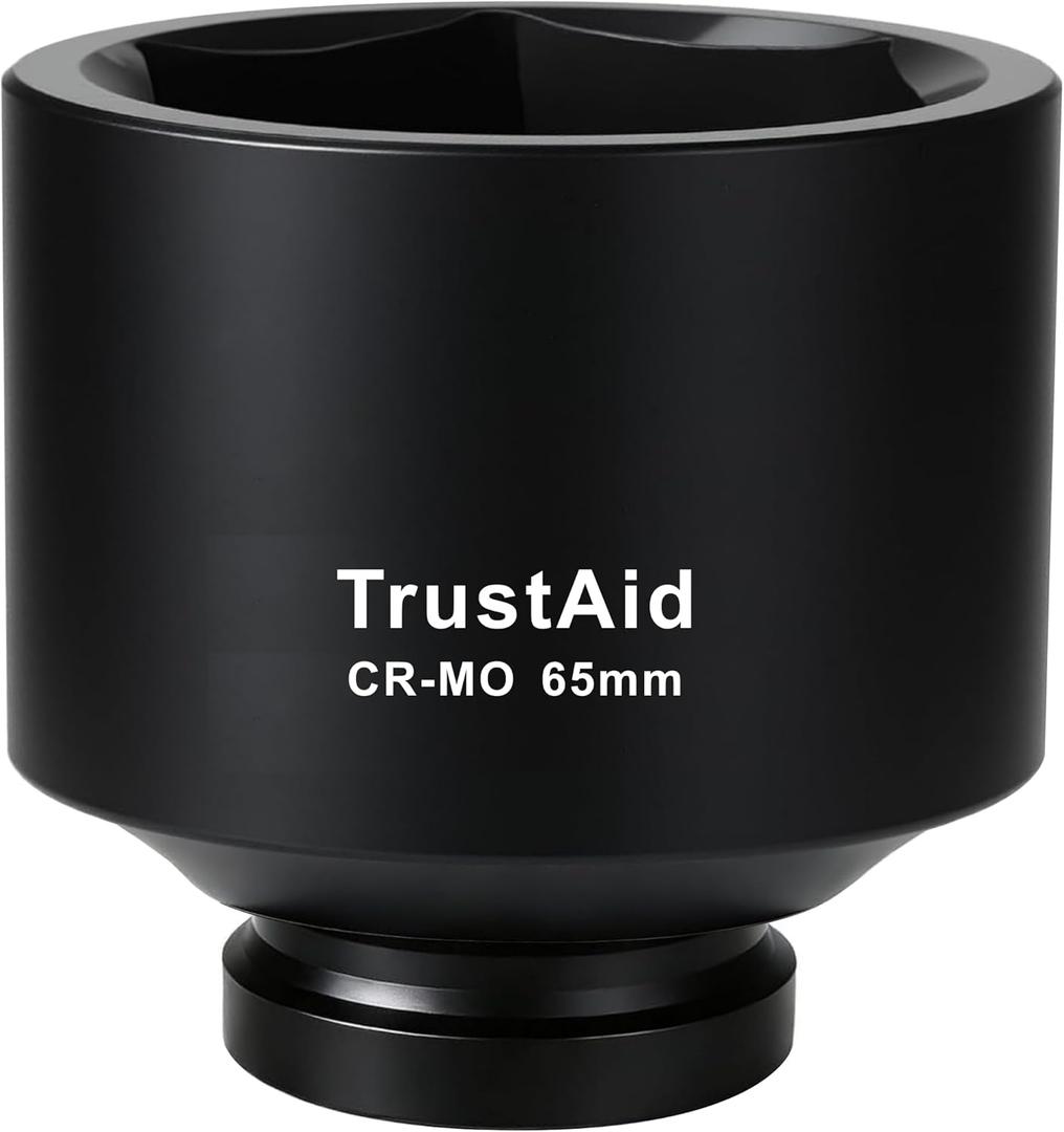 TurstAid 3/4 Inch Drive Impact Socket 65mm, Heavy Duty Cr-Mo Deep Impact Sockt, 6-Point Design, Metric
