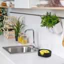 Sponge Holder Silicone for Kitchen Sink Caddy Compatible with Scrub Daddy Holder Quick Drying Kitchen Accessories for Dish Brush Dish Wand Scrub Mommy (Black, 2PCS)