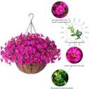 Ivydale Artificial Silk Hanging Plants Flowers Basket for Outdoor Outside Summer Decoration, Fake Faux UV Sun Resistant Look Real Morning Glory Fuchsia for Porch Patio Balcony Home
