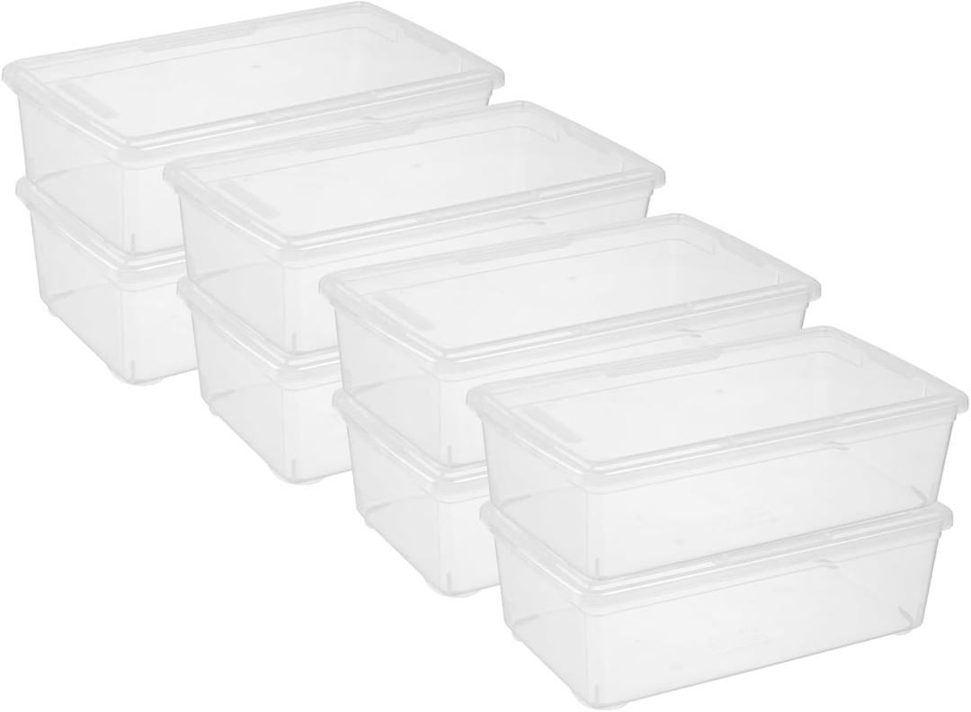 novelinks 6 Quart Clear Plastic Storage Bins with Transparent Lids Stackable Box Craft Storage Organizing Container Sensory Bin,8 Pack