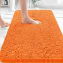 OLANLY Bathroom Rugs 36x24, Extra Soft Absorbent Chenille Bath Rugs, Rubber Backing Quick Dry, Machine Washable Bath Mats for Bathroom Floor, Tub and Shower, Home Decor Accessories, Orange