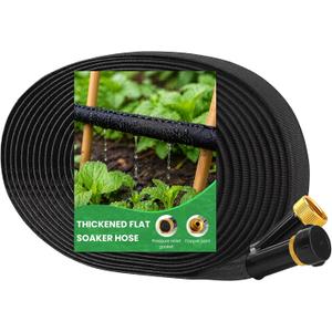 MIXC 2026 Thickened Flat Soaker Hose 50Ft with Copper Joint, Saving 80% Water, Aluminum Seal, 1mm Hose, 360Swival Handle, Hole Pressure Relief Gasket, Drip Kit for Vegetable Garden, Lawn, Flower Bed