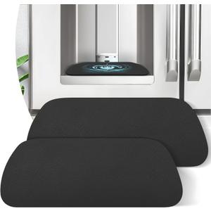 LOPNUR Refrigerator Drip Tray Catcher 2 Pack - 9"x3.1" Cuttable Refrigerator Mats Hide Stains, Fridge Ice Water Dispenser Absorbent Mat for Samsung Whirlpool GE, Fridge Drip Pad (Trapezoid, Black)