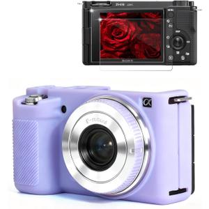 Case for Sony ZV-E10 Vlog Style Digital Camera Accessories, ZV E10 Soft Silicone Protective Case, Slim Fit Sleeve with ZV-E10 Screen Protector, Lightweight, Anti-Scratch (Lilac Purple)