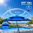 7FT Above Ground Pool Umbrella with Poolside Mount Bracket, Adjustable 5-Level Pool Sunshade for Frame Pools, Heavy-Duty UV Resistant Patio Umbrella for Backyard, Garden, Pool Deck