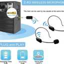 Wireless Microphone System for 2 People, 2.4G Dual Wireless Headset Mics Ideal for Speakers, Voice Amplifier, PA System, Teacher, Tour Guides, Fitness Instructor