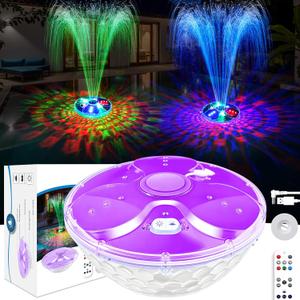 Pool Fountain with Remote, High Brightness Above Ground Pool Fountains with Lights Show, Battery Operated Floating Pool Water Fountain, Floating Fountains for Inground Pool-1pc(Purple)