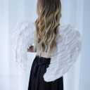 Halloween Feather Angel Wings Cosplay Costumes Dress Party Christmas Props for Adult Women Girls (31.5 * 23.6 inches) (White)
