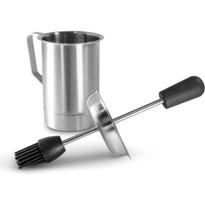 Bellemain Basting Pot & Brush Set - Silicone Basting Brush for Cooking, Smoking & BBQ Grill - Meat Baster Set