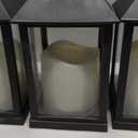 4 Pcs Lanterns Decorative 11.4 Inch Ramadan Vintage Tall Lanterns Hanging with Flashing LED Pillar Candles Battery Operated Candles Waterproof for Ramadan Wedding Outdoor Decor