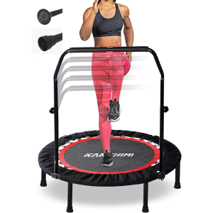 Kanchimi 40"  Folding Mini Fitness Indoor Exercise Workout Rebounder Trampoline with Handle, Max Load 330lbs