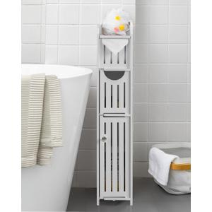 AOJEZOR Bathroom Storage Cabinet: Small Bathroom Storage - Toilet Paper Cabinet Fit for Mega Roll,White (29.9''H, White)