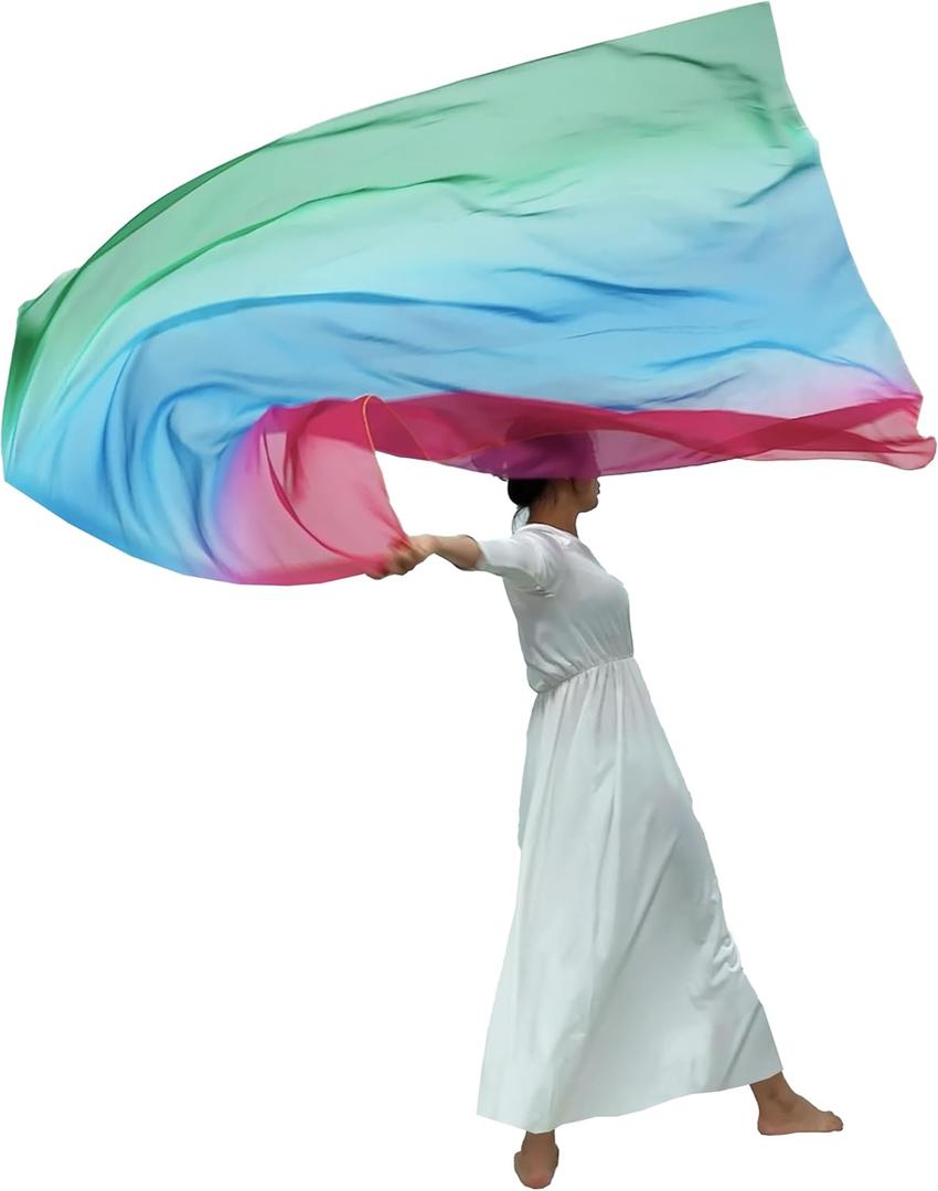 Wuchieal 55 * 78" Rectangular worship flags Color Guard Flag Praise Dance Flags worship flags for dance church (8#RED-BLUE-GREEN)