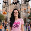 Halloween Ghost Shirts: Magic Kingdom Shirt Women Funny Magic Castle T Shirt Spooky Season Halloween Short Sleeve TeesSmall,Pink (S)