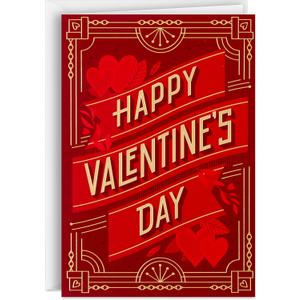 Hallmark Bulk Happy Valentine's Day Cards (40 Cards with Envelopes) Red Art Deco