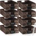 Nitial Set of 8 Wicker Storage Baskets, 16 x 12 x 5 Inch, Dark Brown
Wicker Water Hyacinth Pantry Basket, Rectangular Woven Bin for Shelves, Foldable Rattan Organizer, with Handle, Label, Marker