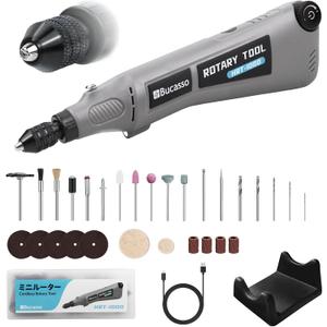 Variable Speed Rotary Tool Kit with 2.0 universal chuck from 1/50'' to 1/8'', Cordless Rotary Tool with LED Light, Multi-Purpose Power Tool for Sanding, Polishing, Drilling, DIY Crafts