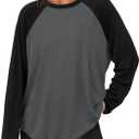 ATHMILE Women Oversized Long Sleeve Shirt 2026 Fall Winter Casual Basics Top Loose Fit Tee Fashion Cute Clothes (S)