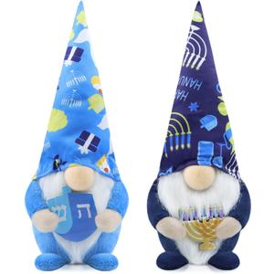 Set of 2 Christmas Gnomes Chanukah Decorations Handmade Elf Dwarf Figurines for Home Kitchen Farmhouse Tiered Tray Holiday Festival Party Scandinavian Tomte