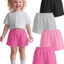 4 Pack Toddler Girl Shorts, 18m-5t | Baggy Pull On Athletic Shorts with Pockets, Elastic Waist SweatShorts, Back to School, Summer Casual Daily Wear, Comfortable
