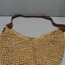 Straw Crossbody Shoulder Bag, Beach Woven Hobo Bags with Adjustable Strap, Large Capacity Straw Crescent Bags (Khaki)