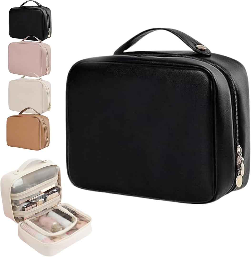 Set Patient Cosmetic Bag, Setpatient Multi-Compartment Toiletry Cosmetics Bag, Multi Compartment Toiletry Cosmetic Bag, Set Patient Travel Makeup Bag (Black)