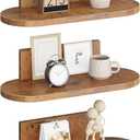 Leadpro Wooden Floating Shelves for Wall, Floating Shelf for Bedroom Kitchen Decor, Wall Mounted Rustic Farmhouse Wood Shelf for Books, Plants, Set of 3(Rustic Brown, S (Round))