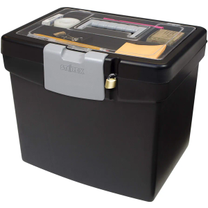 Storex File Storage Box Translucent Storage Lid, Black 1-Pack (61504F01C)
