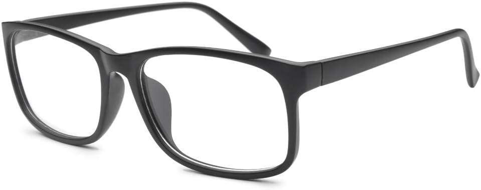 HUIHUIKK Nearsighted Oversize Myopia Glasses Everyday Use Mens Womens Black Distance Glasses (NOT READING GLASSES) (-3)