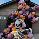 Halloween Balloons Decorations, Spooky Halloween Balloon Garland Arch Kit Bat Black Purple Orange Balloon with Horror Scary Balloons for Witch Ghost Birthday Baby Shower Party Decorations