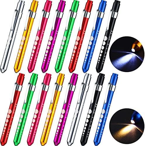 Tuanse 15 Pack Pen Light Nurse LED Penlight Pen Lights for Nurses Pupil Penlight with Pupil Gauge Reusable for Nurse Students Doctors Daily Use(Assorted Color)