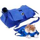 Kukaster Pet Cat’s Restraint Bag for Claw Care Nail Trimming Anti-Scratching Grooming Bag for Cats Medical Examination(Blue-l)