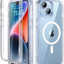 Lifedance Magnetic Case for iPhone 14/iPhone 13, Full-Body Rugged Protective Case with Built-in Screen Protector, 10 FT Military Grade Drop Protection Heavy Duty Shockproof Case, Magnetic Clear