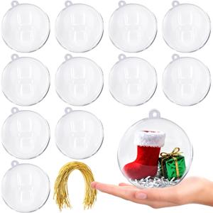 OCTERIC 26 Pcs 3.15 inches Fillable Christmas Ornaments Balls, Large Clear Plastic Fillable Hanging Ornament Ball for DIY Crafts, Shatterproof Transparent Ornaments Bulk for Xmas Tree Party Decor