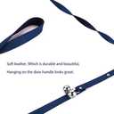 Leather Dog Doorbells for Door Knob/Potty Training/Go Outside, Length Adjustment Copper Dog Bell, Housetraining Hanging Bell, Blue Leather Silver Bells - 2 Pack